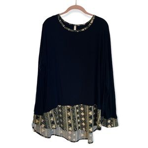 Hi/Low Black & Green Blouse